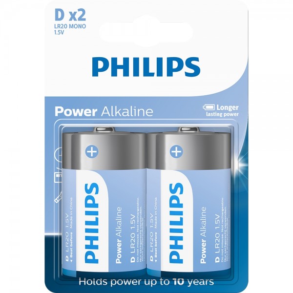 Pilha Philips Alcalina D C/2