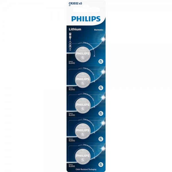 Bateria Philips Litio 3V CR2032 C/5