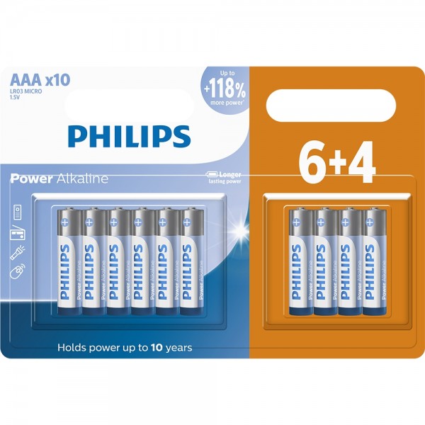Pilha Philips Alcalina AAA C/10