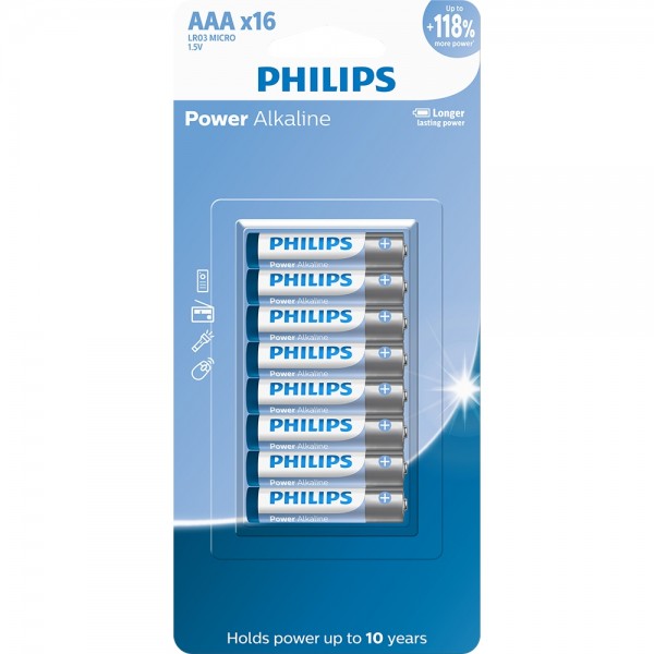 Pilha Philips Alcalina AAA C/16