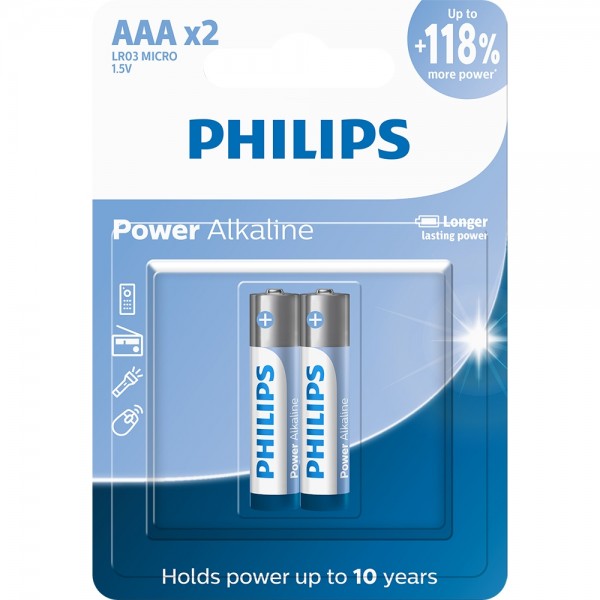 Pilha Philips Alcalina AAA C/2