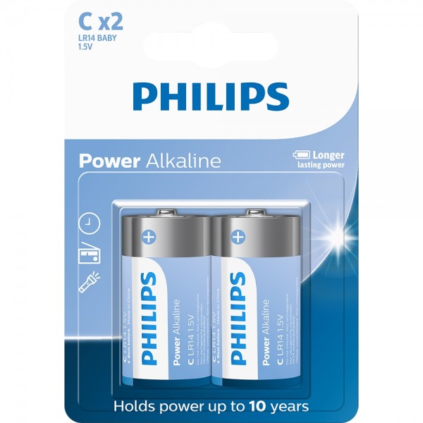 Pilha Philips Alcalina C C/2