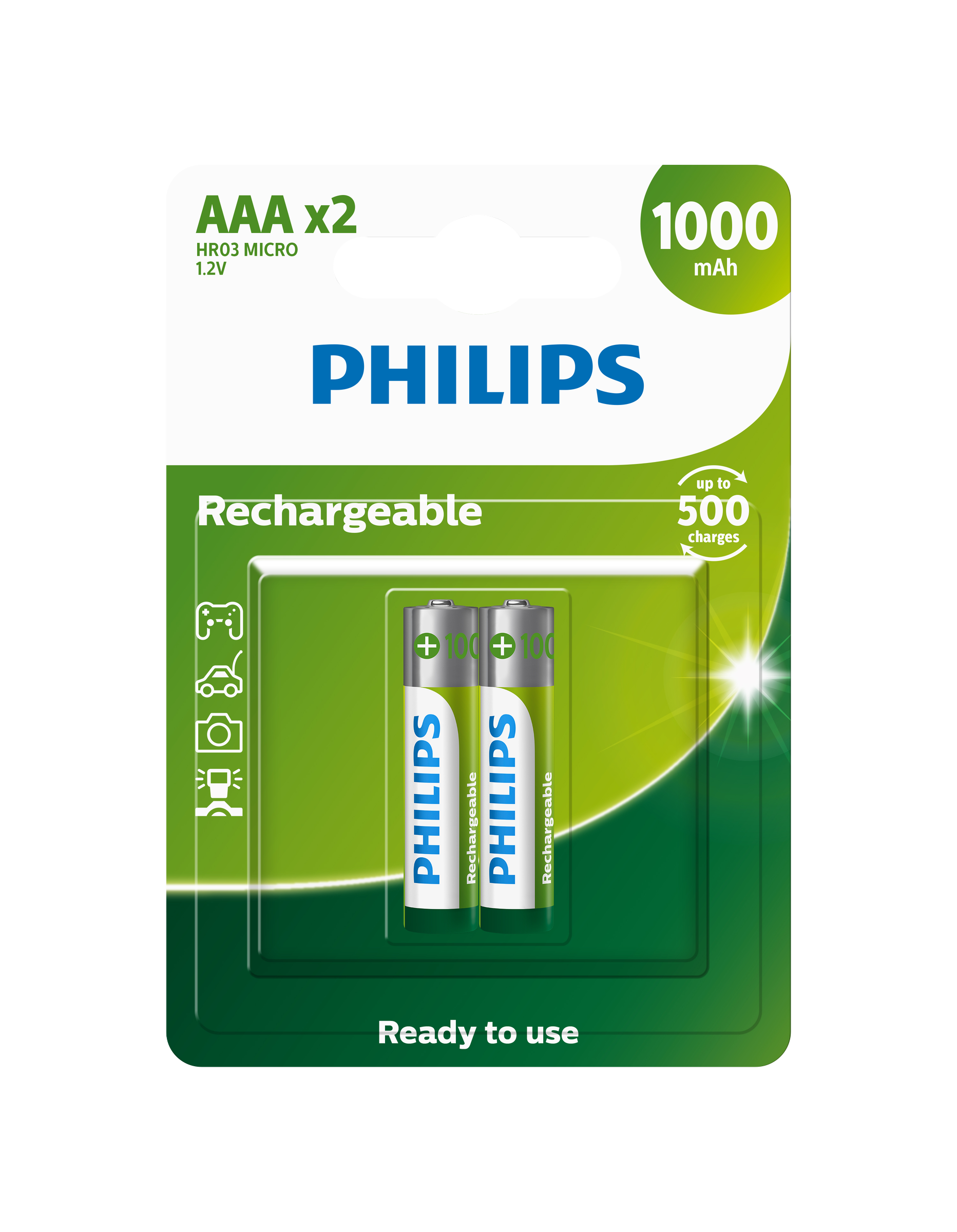 Pilha Philips Recarregável AAA C/2