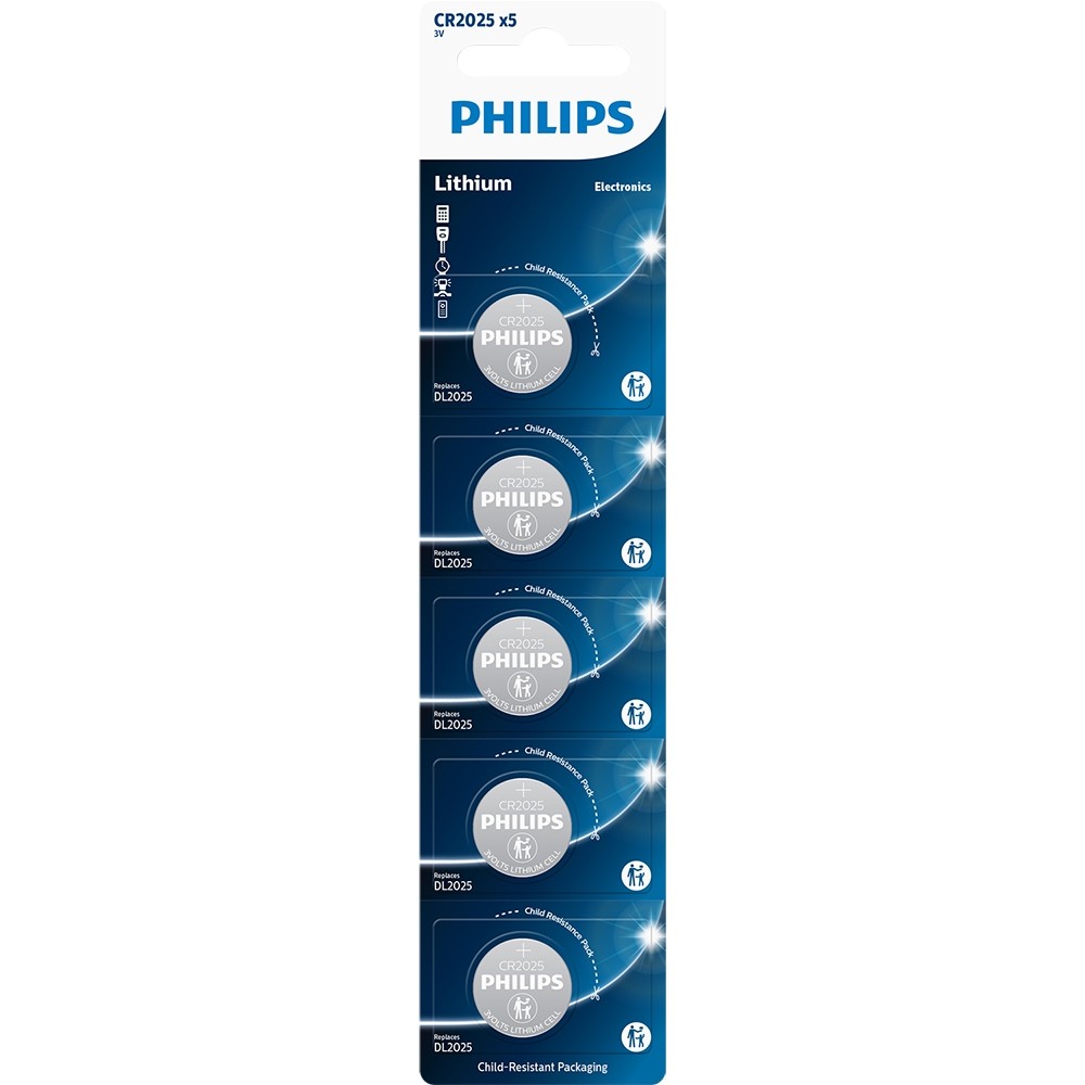 Bateria Philips Litio 3V CR2025 C/5