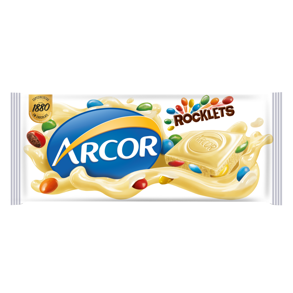 Chocolate Arcor Rocklets Chocolate Branco 80g
